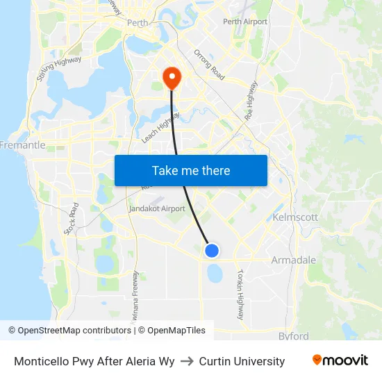 Monticello Pwy After Aleria Wy to Curtin University map