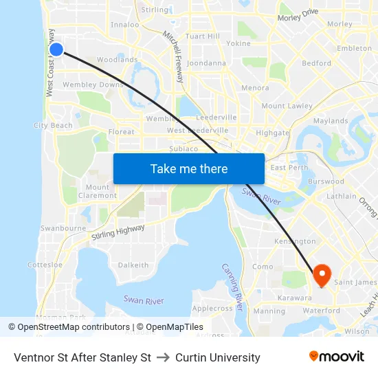 Ventnor St After Stanley St to Curtin University map