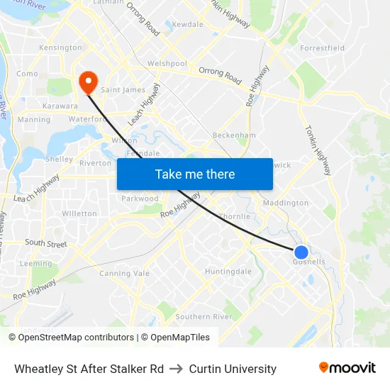 Wheatley St After Stalker Rd to Curtin University map