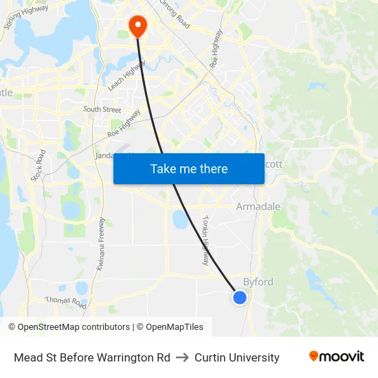 Mead St Before Warrington Rd to Curtin University map