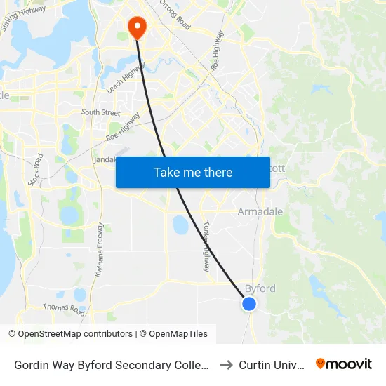 Gordin Way Byford Secondary College Stand 2 to Curtin University map