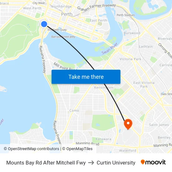 Mounts Bay Rd After Mitchell Fwy to Curtin University map