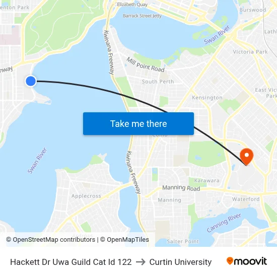 Hackett Dr Uwa Guild Cat Id 122 to Curtin University map