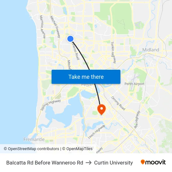 Balcatta Rd Before Wanneroo Rd to Curtin University map