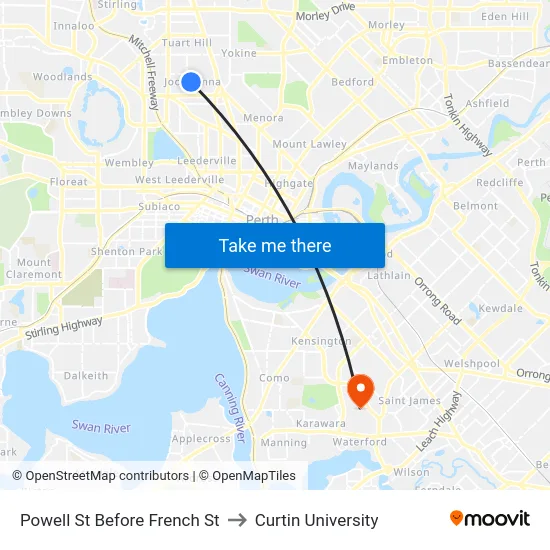 Powell St Before French St to Curtin University map