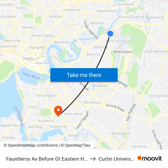 Fauntleroy Av Before Gt Eastern Hwy to Curtin University map