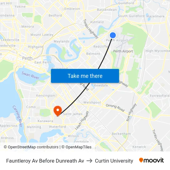 Fauntleroy Av Before Dunreath Av to Curtin University map