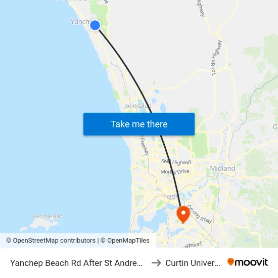 Yanchep Beach Rd After St Andrews Dr to Curtin University map