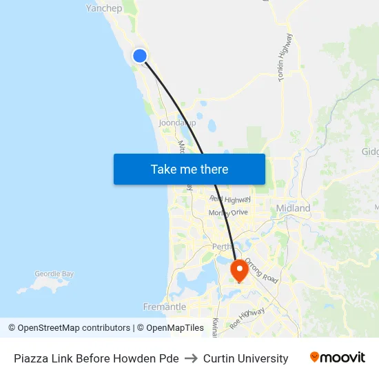 Piazza Link Before Howden Pde to Curtin University map