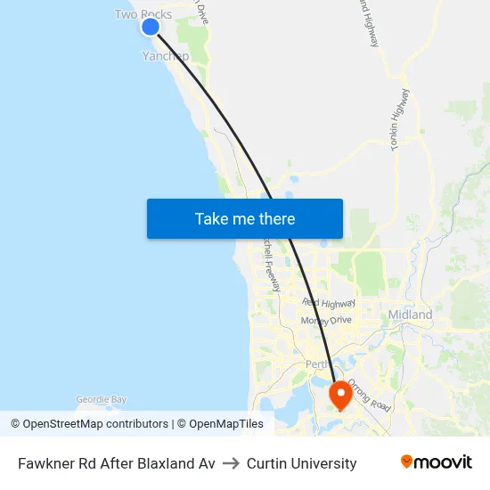 Fawkner Rd After Blaxland Av to Curtin University map
