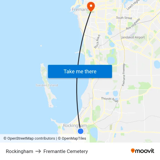 Rockingham to Fremantle Cemetery map