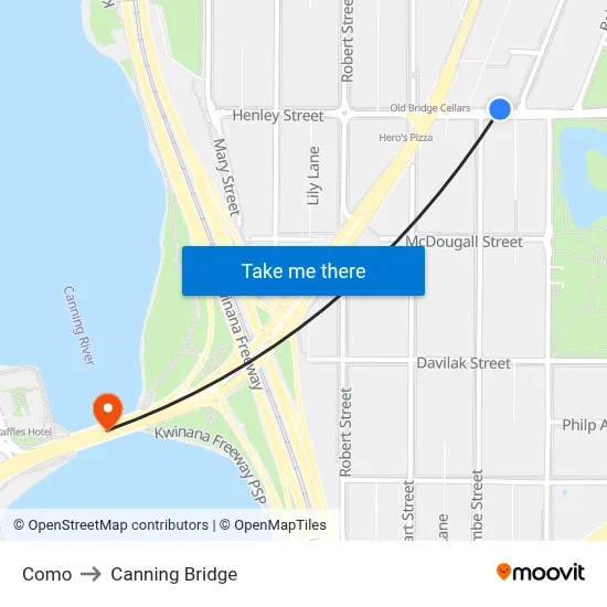Como to Canning Bridge map