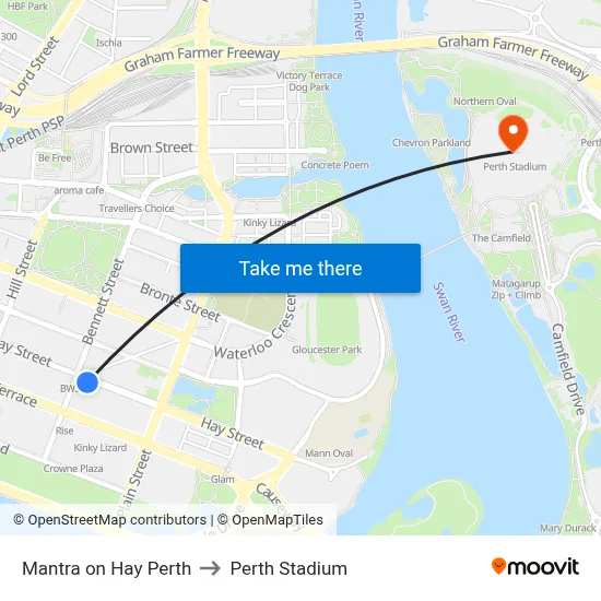Mantra on Hay Perth to Perth Stadium map