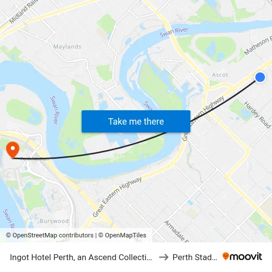 Ingot Hotel Perth, an Ascend Collection Hotel to Perth Stadium map