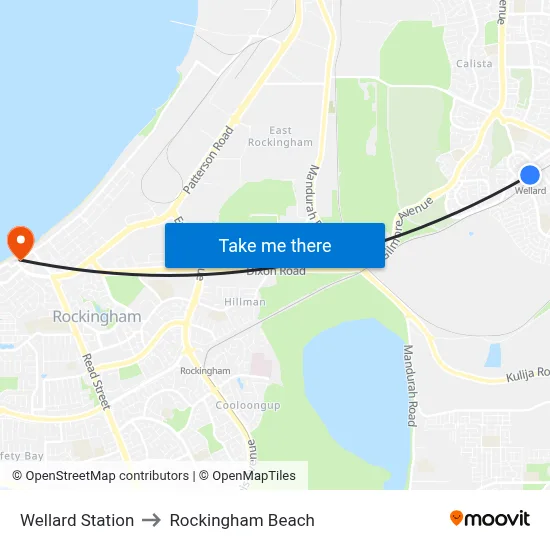 Wellard Station to Rockingham Beach map