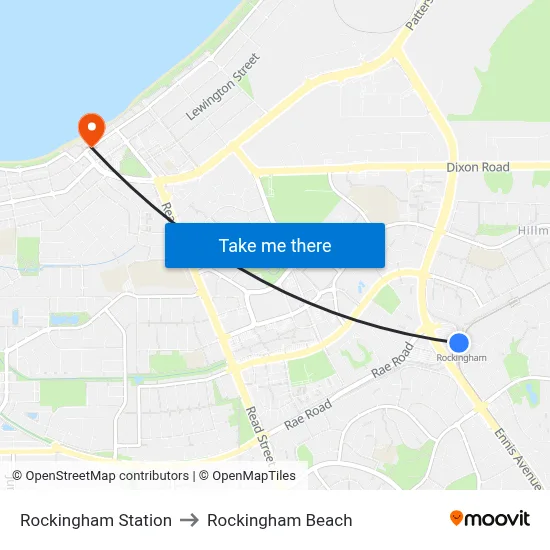 Rockingham Station to Rockingham Beach map