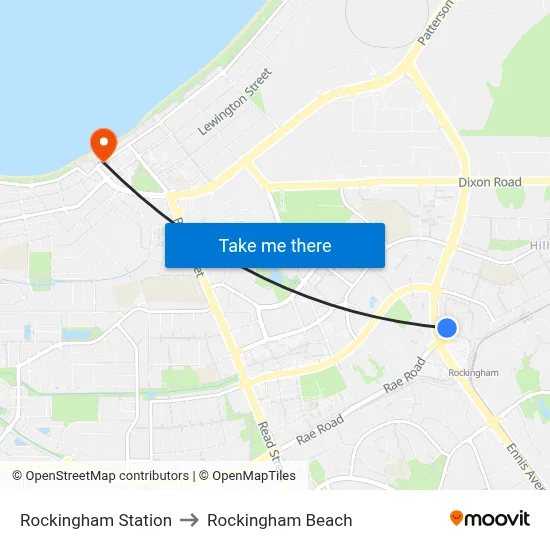 Rockingham Station to Rockingham Beach map