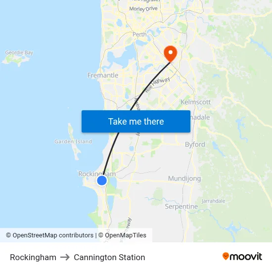 Rockingham to Cannington Station map