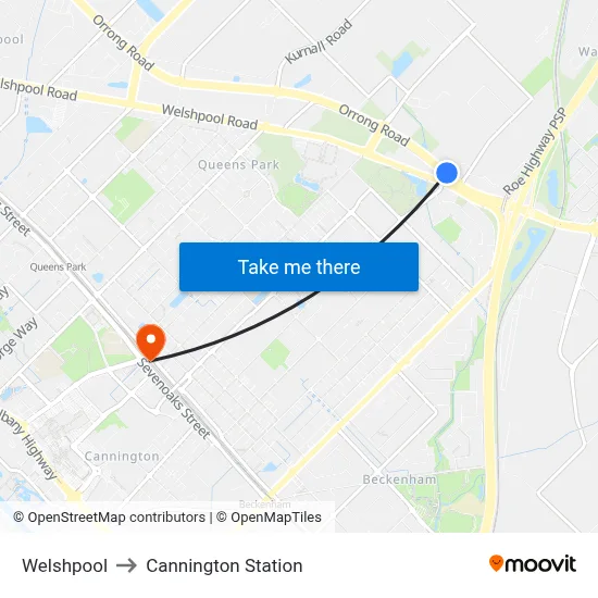 Welshpool to Cannington Station map