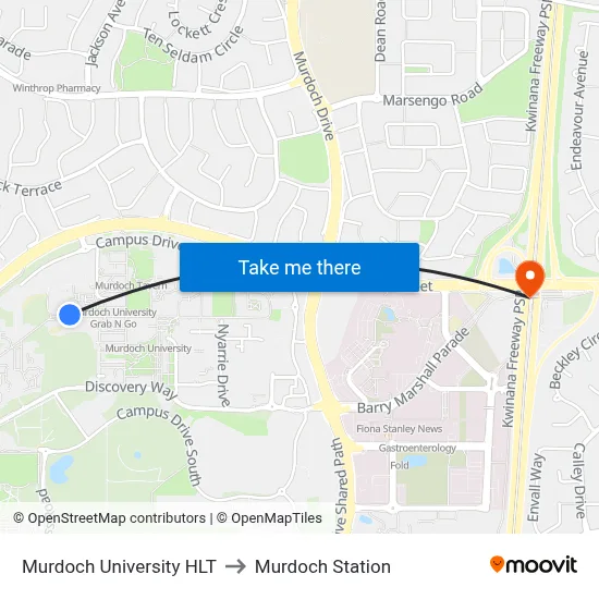 Murdoch University HLT to Murdoch Station map