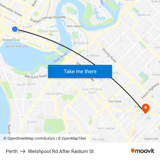 Perth to Welshpool Rd After Radium St map
