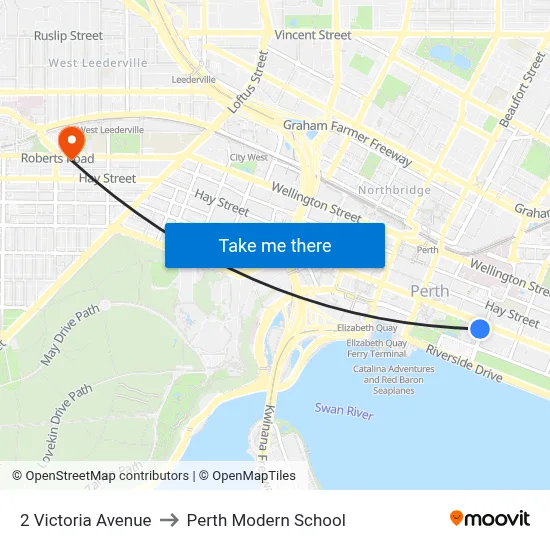 2 Victoria Avenue to Perth Modern School map
