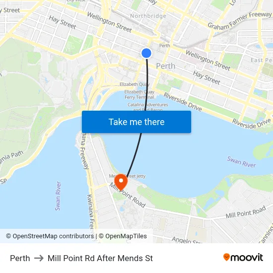 Perth to Mill Point Rd After Mends St map