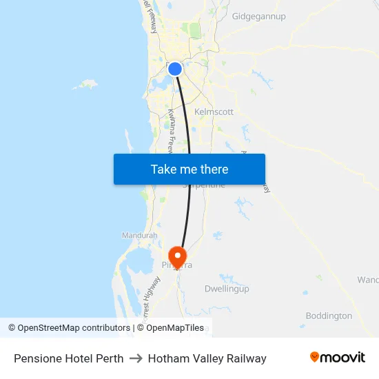 Pensione Hotel Perth to Hotham Valley Railway map