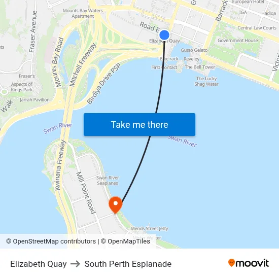 Esplanade to South Perth Esplanade map