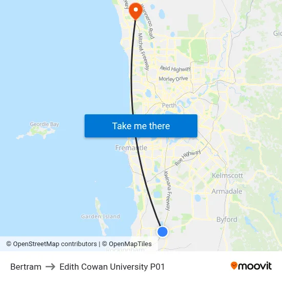 Bertram to Edith Cowan University P01 map