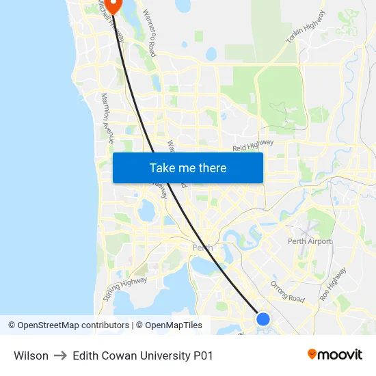 Wilson to Edith Cowan University P01 map