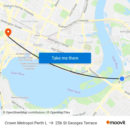 Crown Metropol Perth L to 256 St Georges Terrace map