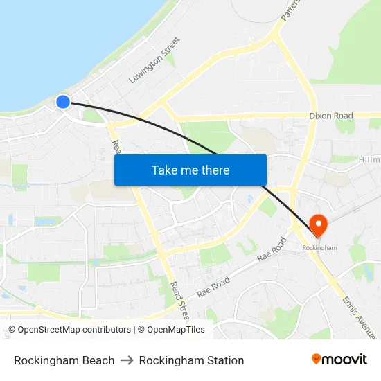 Rockingham Beach to Rockingham Station map