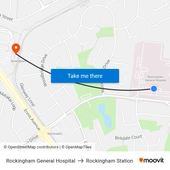 Rockingham General Hospital to Rockingham Station map
