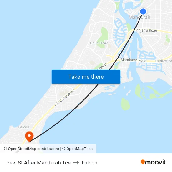 Peel St After Mandurah Tce to Falcon map