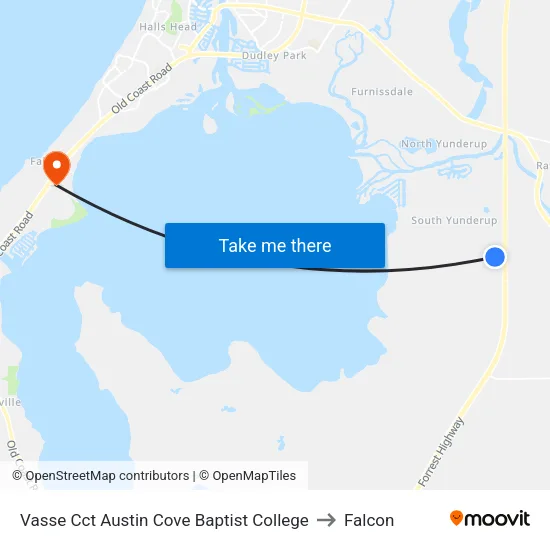 Vasse Cct Austin Cove Baptist College to Falcon map