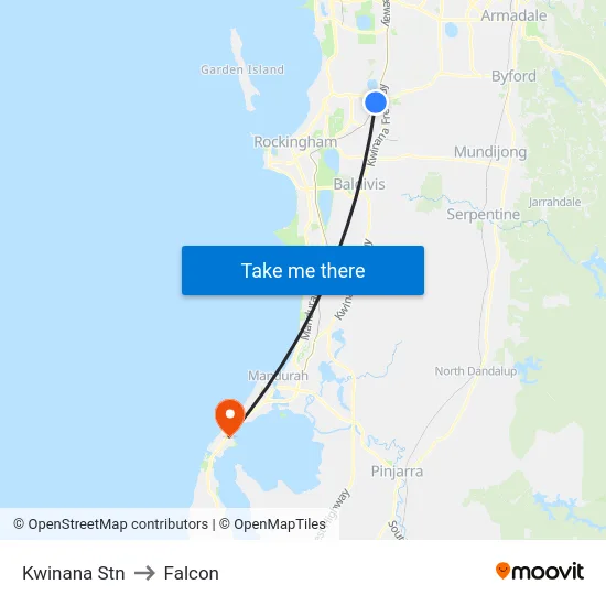 Kwinana Stn to Falcon map