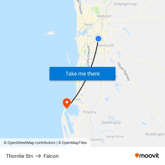 Thornlie Stn to Falcon map