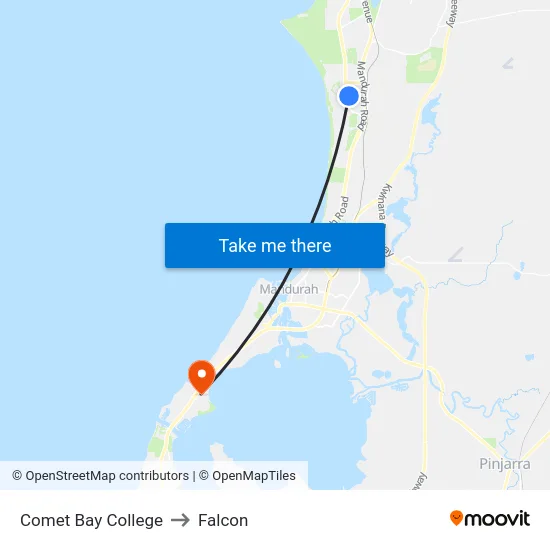 Comet Bay College to Falcon map