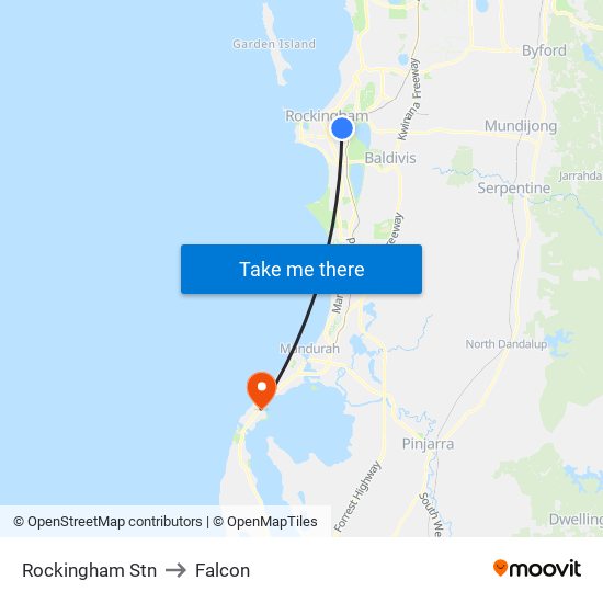 Rockingham Stn to Falcon map