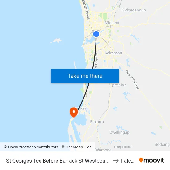 St Georges Tce Before Barrack St Westbound to Falcon map