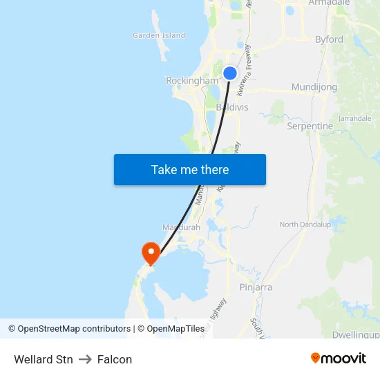 Wellard Stn to Falcon map