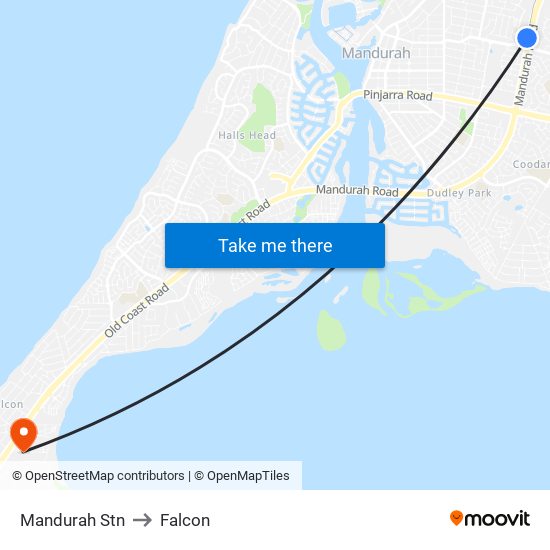 Mandurah Stn to Falcon map