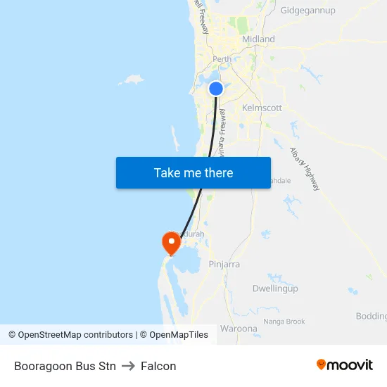 Booragoon Bus Stn to Falcon map