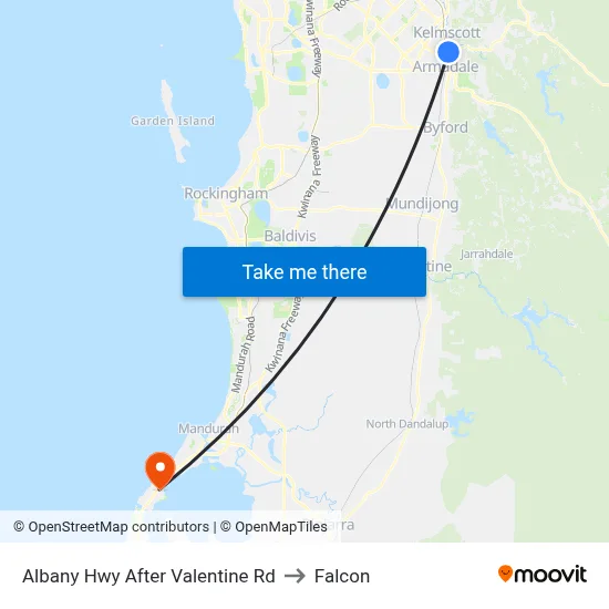 Albany Hwy After Valentine Rd to Falcon map