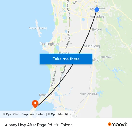 Albany Hwy After Page Rd to Falcon map