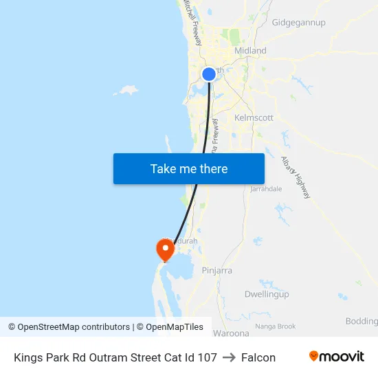 Kings Park Rd Outram Street Cat Id 107 to Falcon map