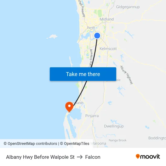 Albany Hwy Before Walpole St to Falcon map