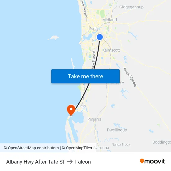 Albany Hwy After Tate St to Falcon map