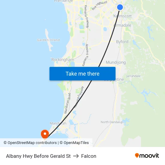 Albany Hwy Before Gerald St to Falcon map